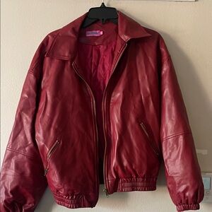 Faux leather Red Bomber Jacket
